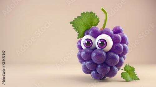 Funny Cartoon Grape with Googly Eyes