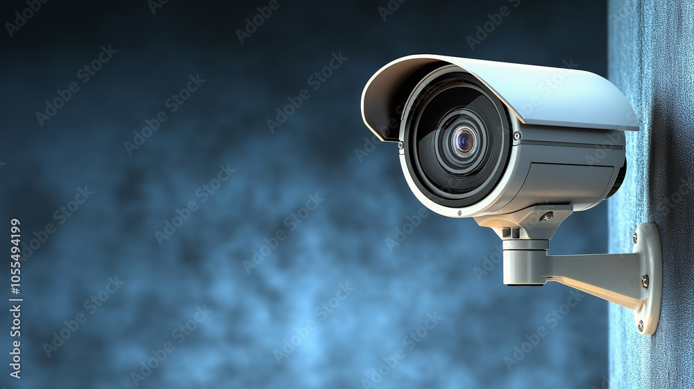 Modern CCTV Camera Mounted on Wall Modern CCTV Camera Mounted on Wall