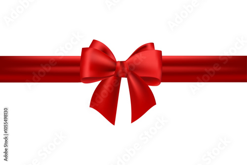 Red bow tie ribbon isolated background.