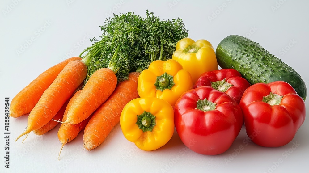 Fresh Colorful Vegetables on White Background Fresh Colorful Vegetables on White Background