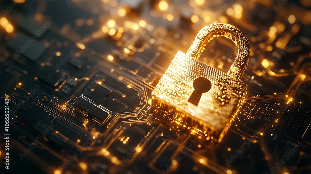 3D rendering of a gold padlock icon, Security lock 3d background 3D rendering of a gold padlock icon, Security lock 3d background