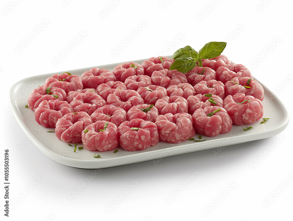 Raw Meatballs on Plate On a white background Raw Meatballs on Plate On a white background