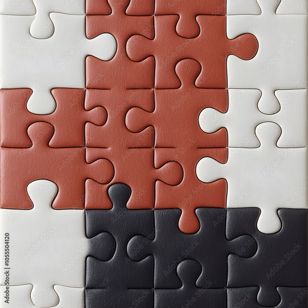 Textured leather puzzle pieces in warm tones Textured leather puzzle pieces in warm tones
