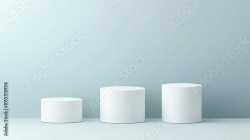 Minimalist 3D White Cylindrical Podium on Pastel Backdrop for Product Display and Branding ,Generative ai