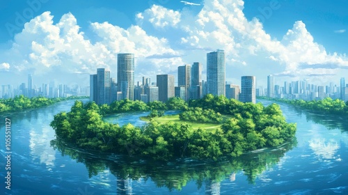 Green City Sustainable Development Concept Illustration