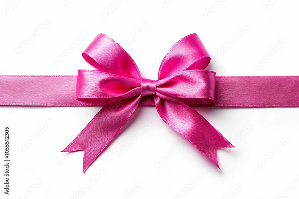 Pink Ribbon Bow with Tails Isolated on White Background for Awareness Campaigns and Celebrations Pink Ribbon Bow with Tails Isolated on White Background for Awareness Campaigns and Celebrations