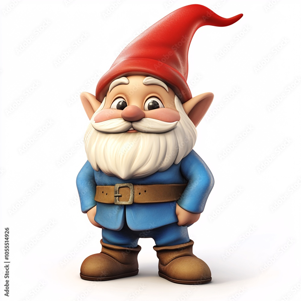 A cartoon garden gnome with a friendly expression A cartoon garden gnome with a friendly expression
