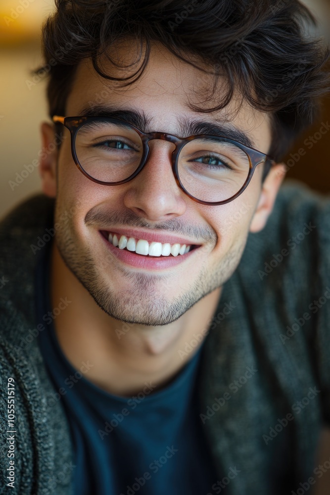 Young man with glasses smiling Young man with glasses smiling