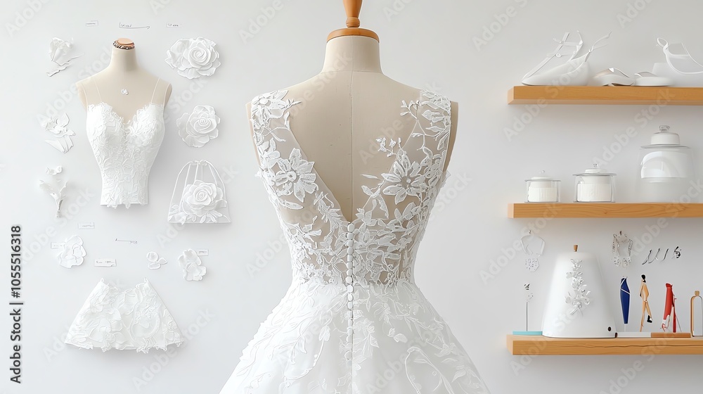 Lace dress with open back design, perfect for summer weddings or garden parties Lace dress with open back design, perfect for summer weddings or garden parties