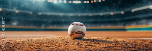 Baseball on the mound ready for the pitch.