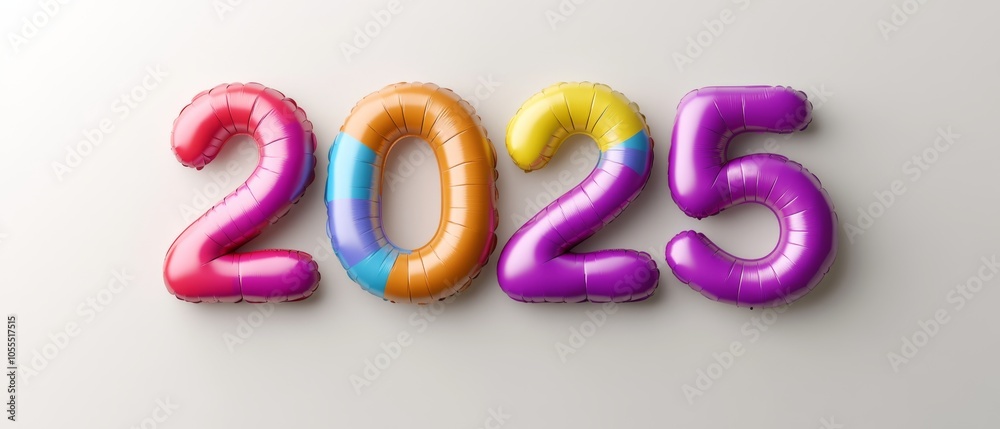 A colorful balloon with the number twenty-five written on it A colorful balloon with the number twenty-five written on it