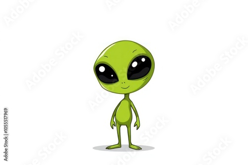 Cute Green Alien Cartoon Character