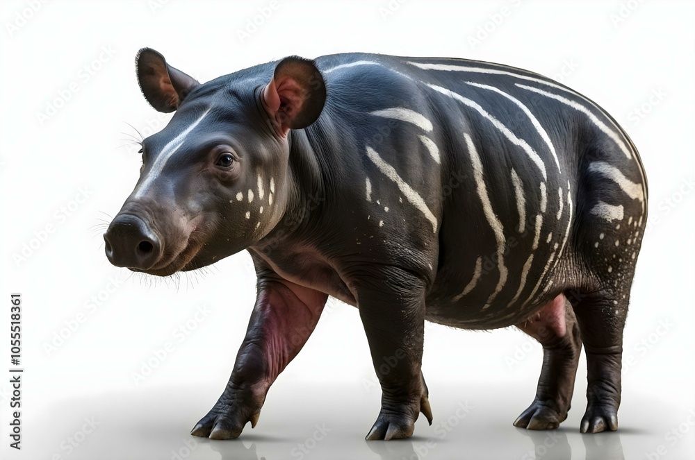 Obraz premium Tapir on a clean white background for versatile use in stock photography, nature blogs, or educational resources.