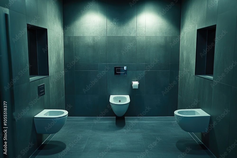 Fototapeta premium Bathroom Facilities with Urinals and Toilet