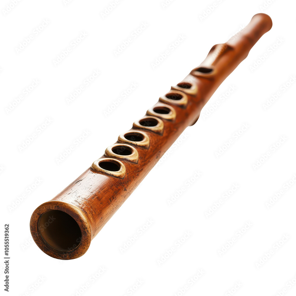 Naklejka premium Wooden Flute , isolated, transparent background, white background, no background