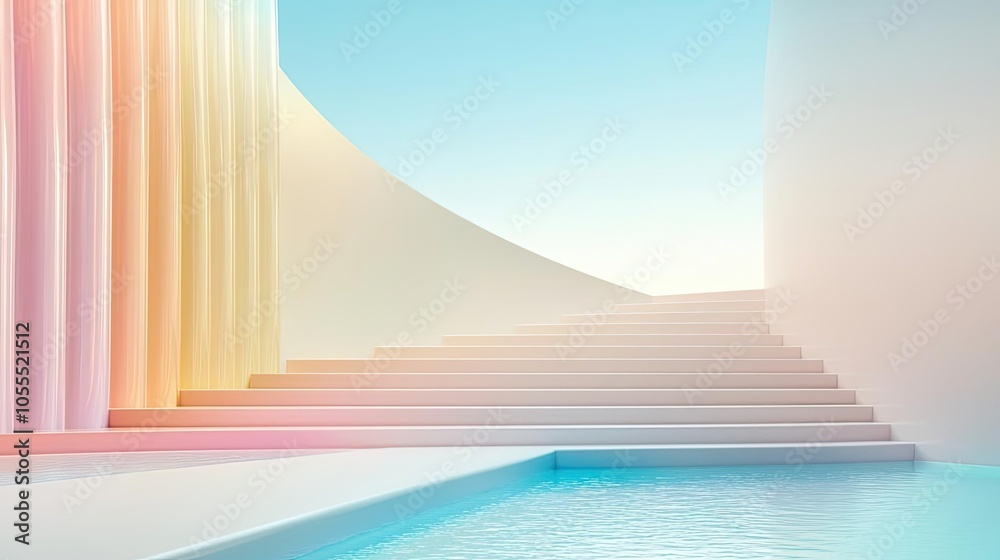 Artistic 3D render of goals cascading like waterfalls, abstract streams representing health, relationships, and financial aspirations
