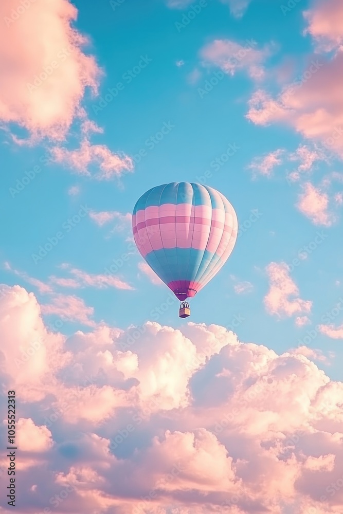 Fototapeta premium Hot Air Balloon in Cloudy Sky