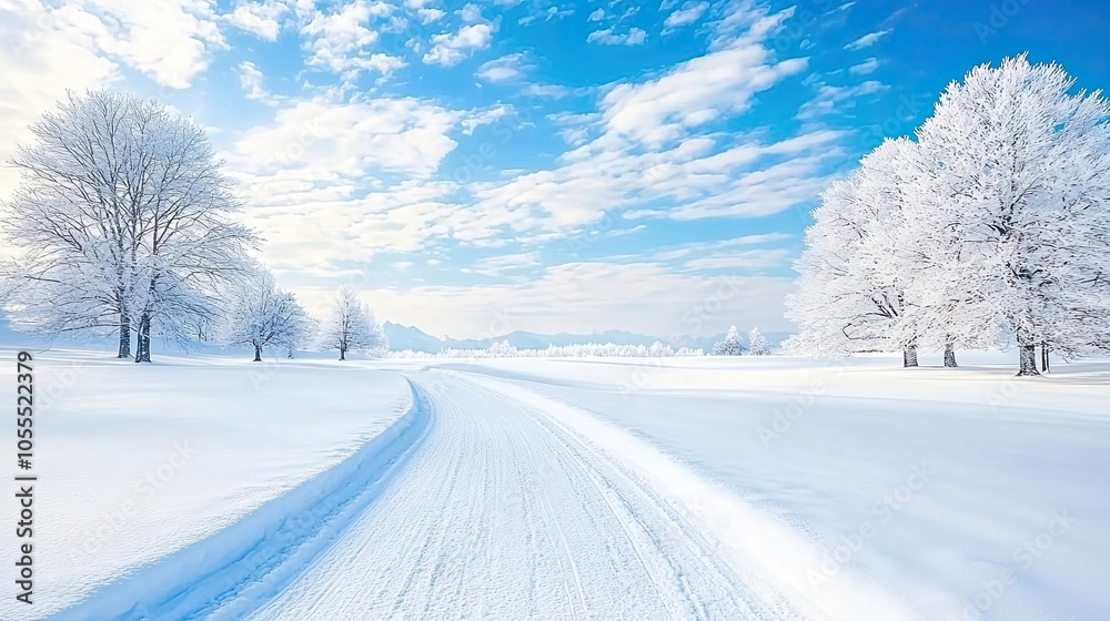 Winter landscape with a quiet path, representing the journey of selfimprovement, peaceful snow scene symbolizing clarity Winter landscape with a quiet path, representing the journey of selfimprovement, peaceful snow scene symbolizing clarity
