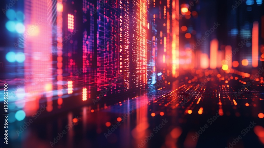 Vibrant data streams flowing through futuristic digital space Vibrant data streams flowing through futuristic digital space