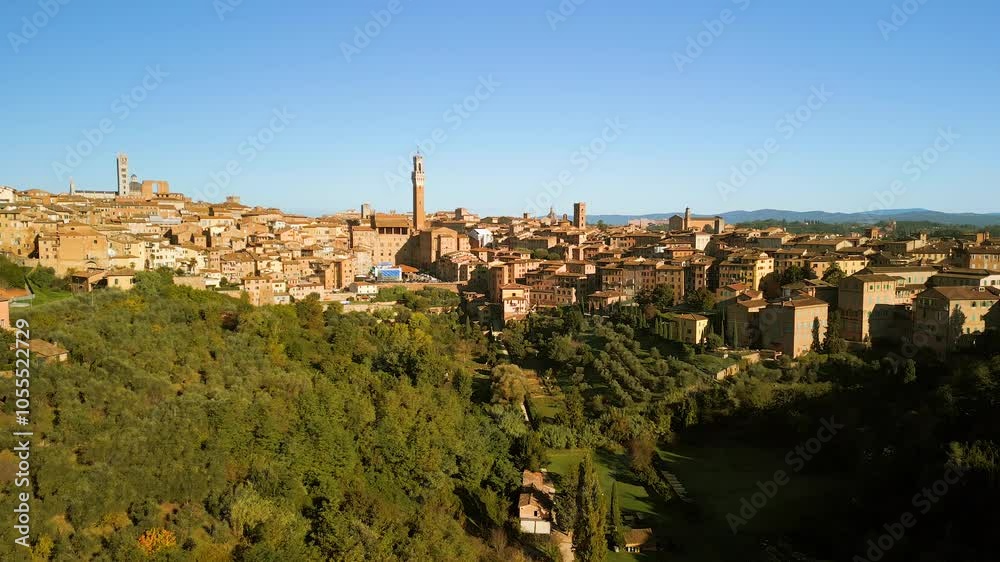 Aerial view of the beautiful medieval architecture and historic buildings in the old town, Siena, Italy. Aerial view of the beautiful medieval architecture and historic buildings in the old town, Siena, Italy.