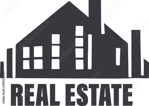 A black and white logo of real estate