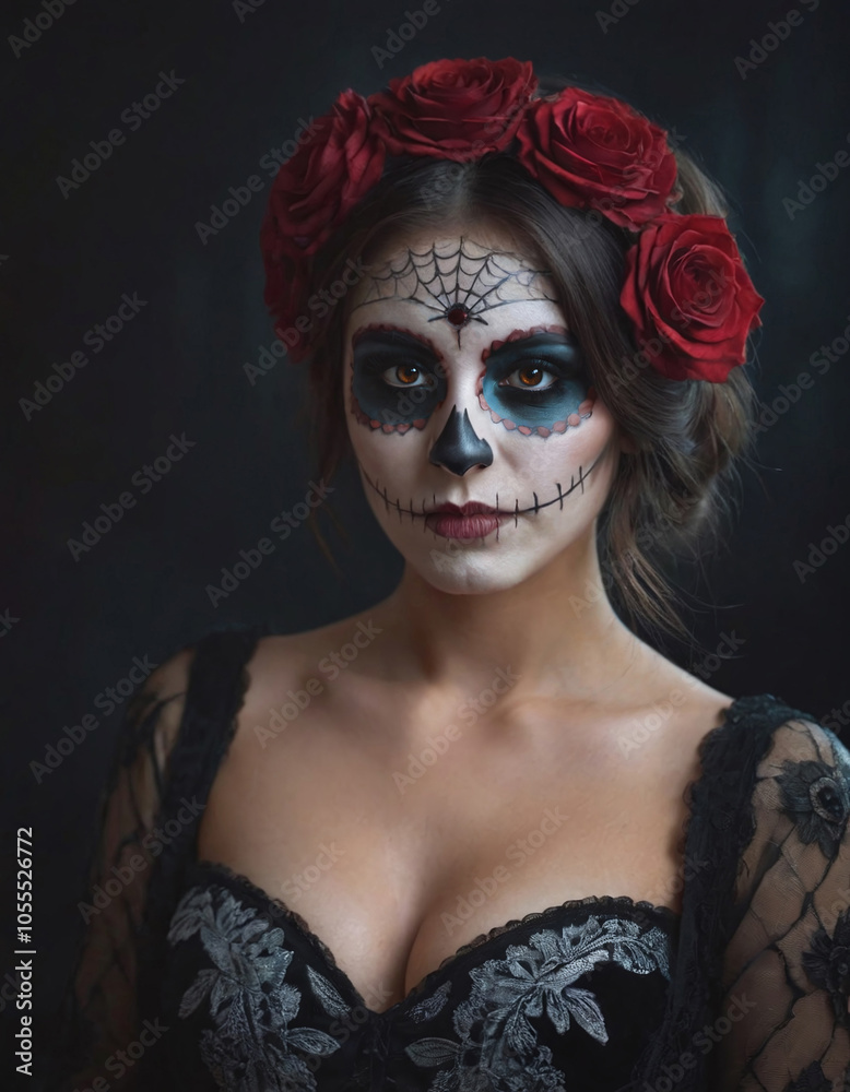 Fototapeta premium Young Woman with Day of the Dead Makeup