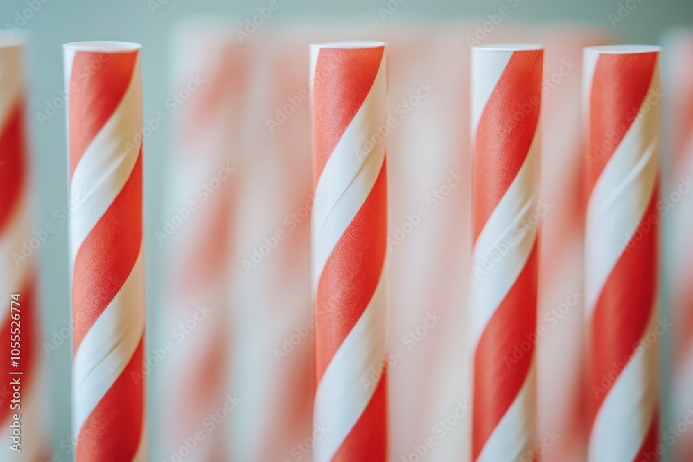 A collection of red and white striped straws stands upright in a clean, minimalist environment, highlighting their vibrant colors and simplicity, perfect for festive occasions or drinks. A collection of red and white striped straws stands upright in a clean, minimalist environment, highlighting their vibrant colors and simplicity, perfect for festive occasions or drinks.