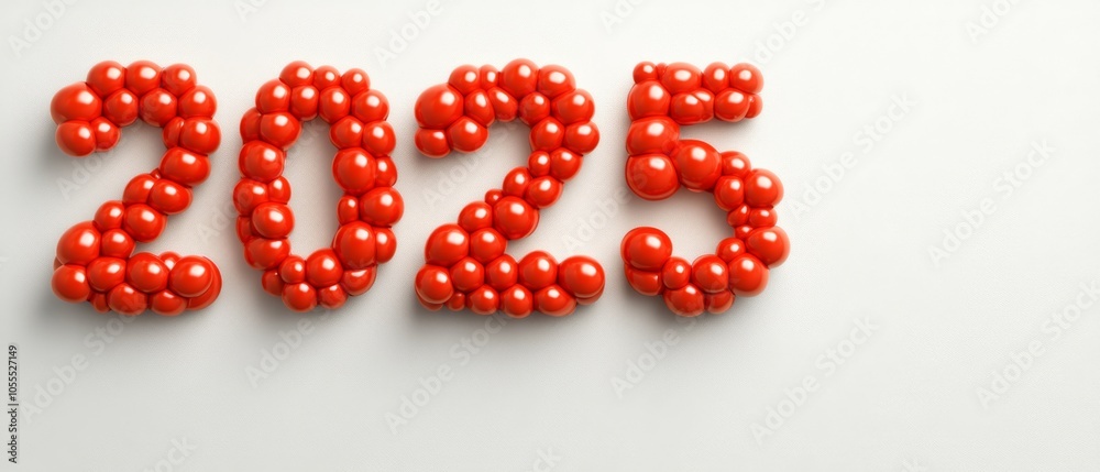 The image is a creative representation of the number twenty-five using red balls The image is a creative representation of the number twenty-five using red balls