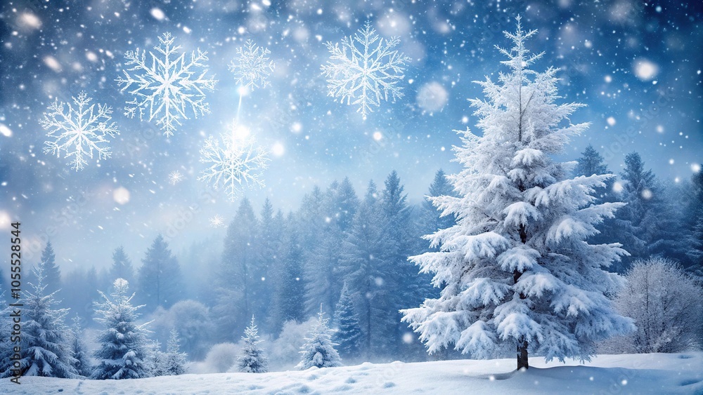 Snowflakes gently fall onto the silent tree tops creating a serene white blanket, frosty evergreens, frozen foliage, snowy scenery, snowfall, snowy trees Snowflakes gently fall onto the silent tree tops creating a serene white blanket, frosty evergreens, frozen foliage, snowy scenery, snowfall, snowy trees