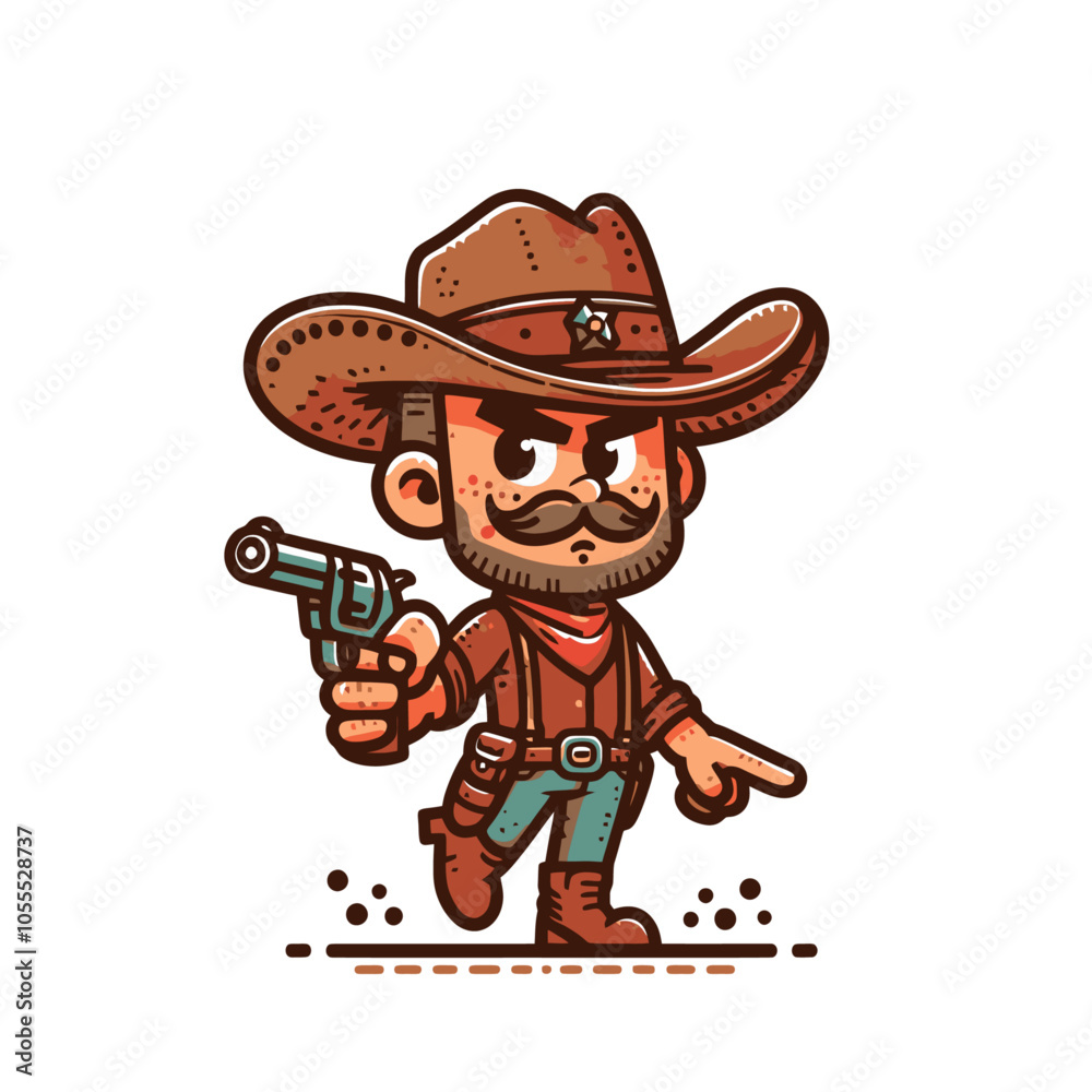 retro cartoon cowboy character. Isolated vector illustration retro cartoon cowboy character. Isolated vector illustration