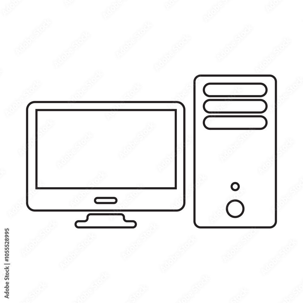 PC icon template, PC symbol vector sign isolated on white background illustration PC icon template, PC symbol vector sign isolated on white background illustration