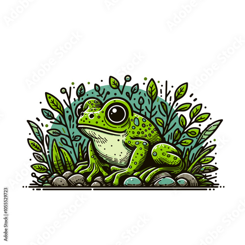 Beautiful outdoor frog isolated vector illustration	
 photo