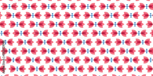simple and cute pattern with floral and circle motif on white background