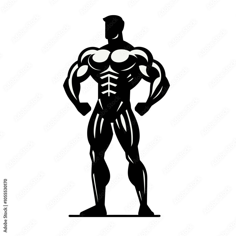 muscular person figure isolated vector illustration muscular person figure isolated vector illustration