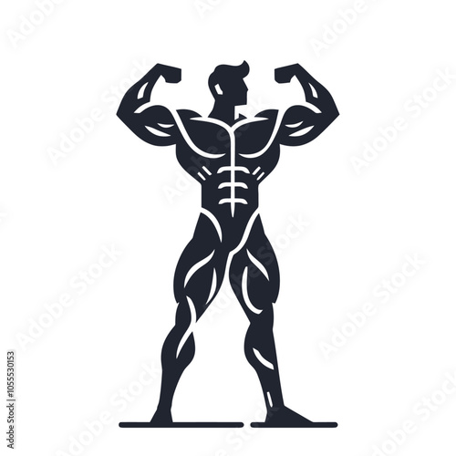 muscular person figure isolated vector illustration