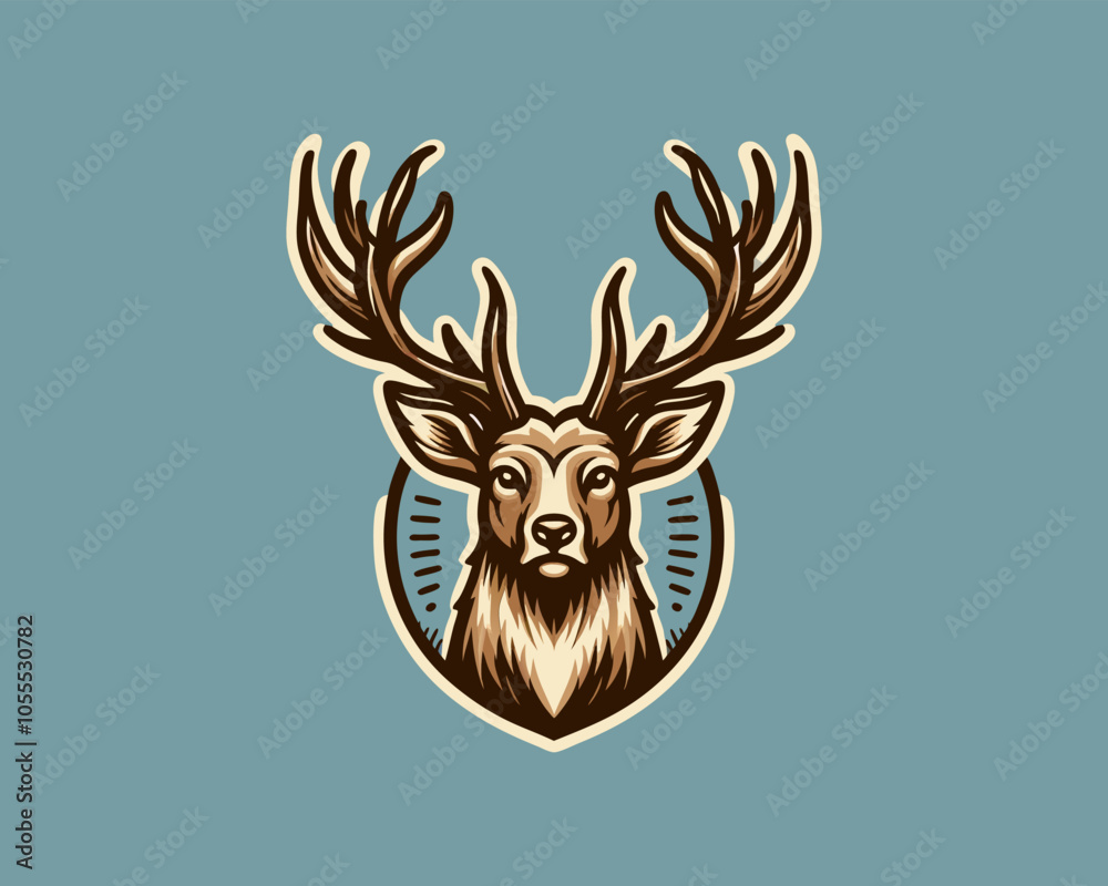 Deer Head Logo Design Vector Illustration 