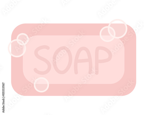 Pink bar soap cartoon flat illustration.