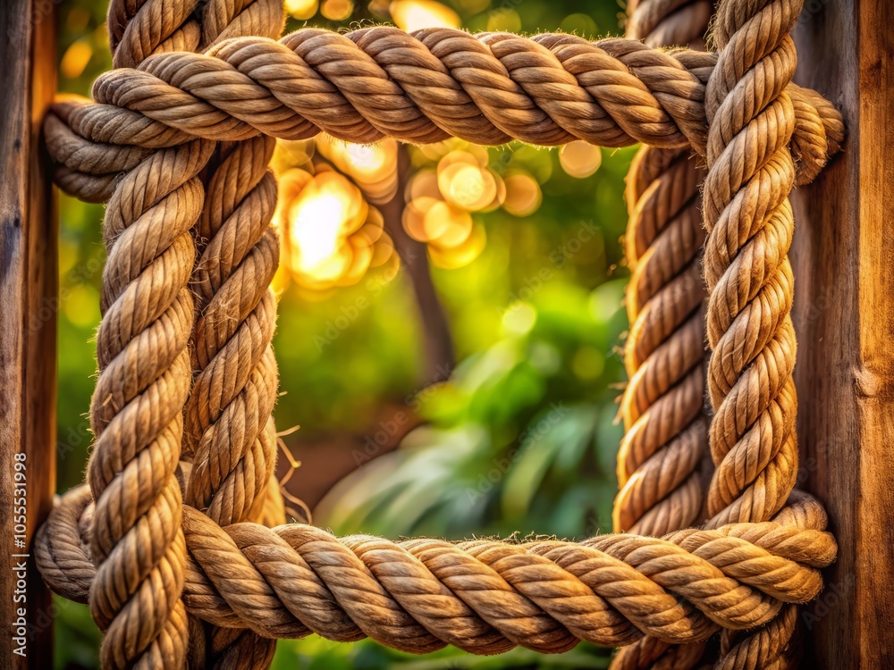 Rope frame design showcases high depth of field and natural textures, enhancing rustic decor with stylish accents, unique wall art, and a cozy atmosphere for creative photography.