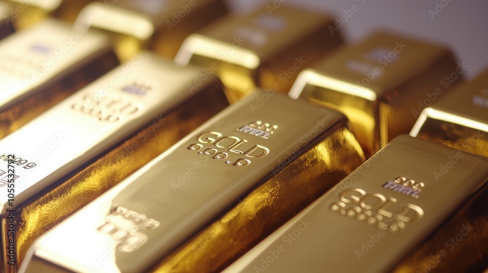 A close-up view of gleaming gold bars, showcasing their shiny surfaces and engravings, symbolizing wealth and luxury. A close-up view of gleaming gold bars, showcasing their shiny surfaces and engravings, symbolizing wealth and luxury.