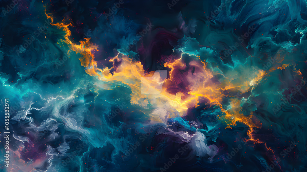 Abstract Nebula with Fiery and Cool Tones Abstract Nebula with Fiery and Cool Tones