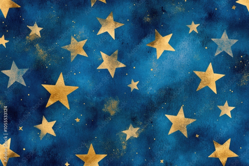 Blue Background with Gold Stars Blue Background with Gold Stars