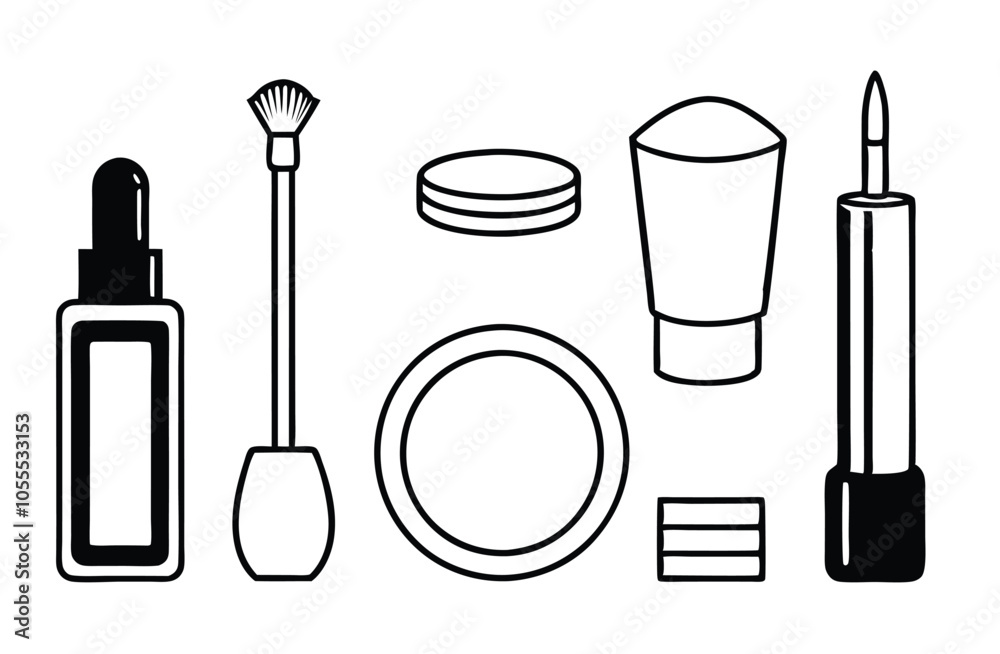 set of makeup items vector illustration with with background set of makeup items vector illustration with with background