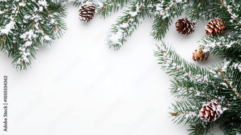 Christmas background with snow isolated on white.Copy space.