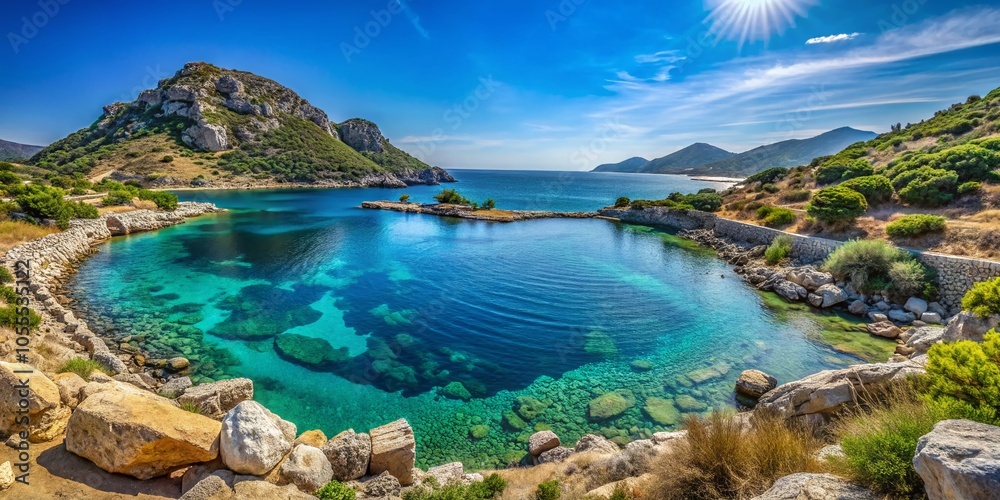Stunning Bay Views Near Knidos Ancient City on Datca Peninsula - Serene Coastal Landscape Stunning Bay Views Near Knidos Ancient City on Datca Peninsula - Serene Coastal Landscape