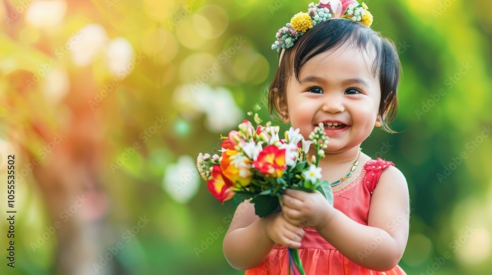 little child holding flowers little child holding flowers