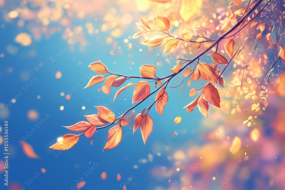 Autumn colorful bright leaves swinging in a tree in autumnal park Autumn colorful bright leaves swinging in a tree in autumnal park