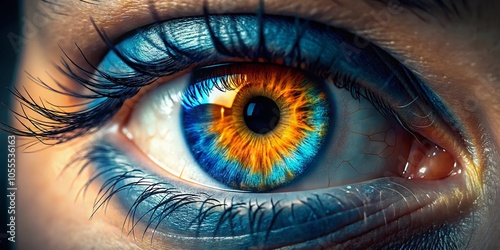 Stunning Closeup of Beautiful Blue Iris with Orange Tints for Eye Photography