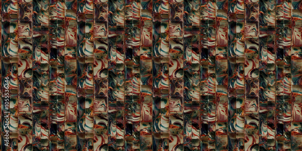 A seamless texture of art glass blocks: featuring swirling colors and abstract patterns: the texture should inspire creativity and artistic expression, perfect for unique applications A seamless texture of art glass blocks: featuring swirling colors and abstract patterns: the texture should inspire creativity and artistic expression, perfect for unique applications
