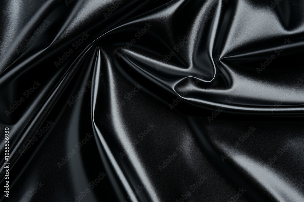 Fototapeta premium Sleek black satin fabric with glossy finish, luxurious and elegant texture