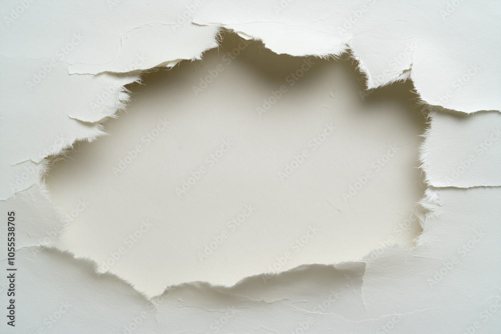 Fototapeta premium Torn white paper with empty space on a light background